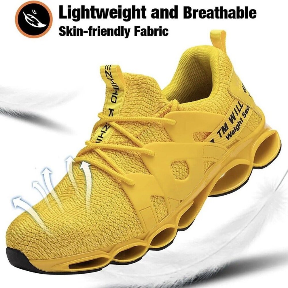 Kezhiho Steel Toe Shoes for Men Women Cushion Comfor